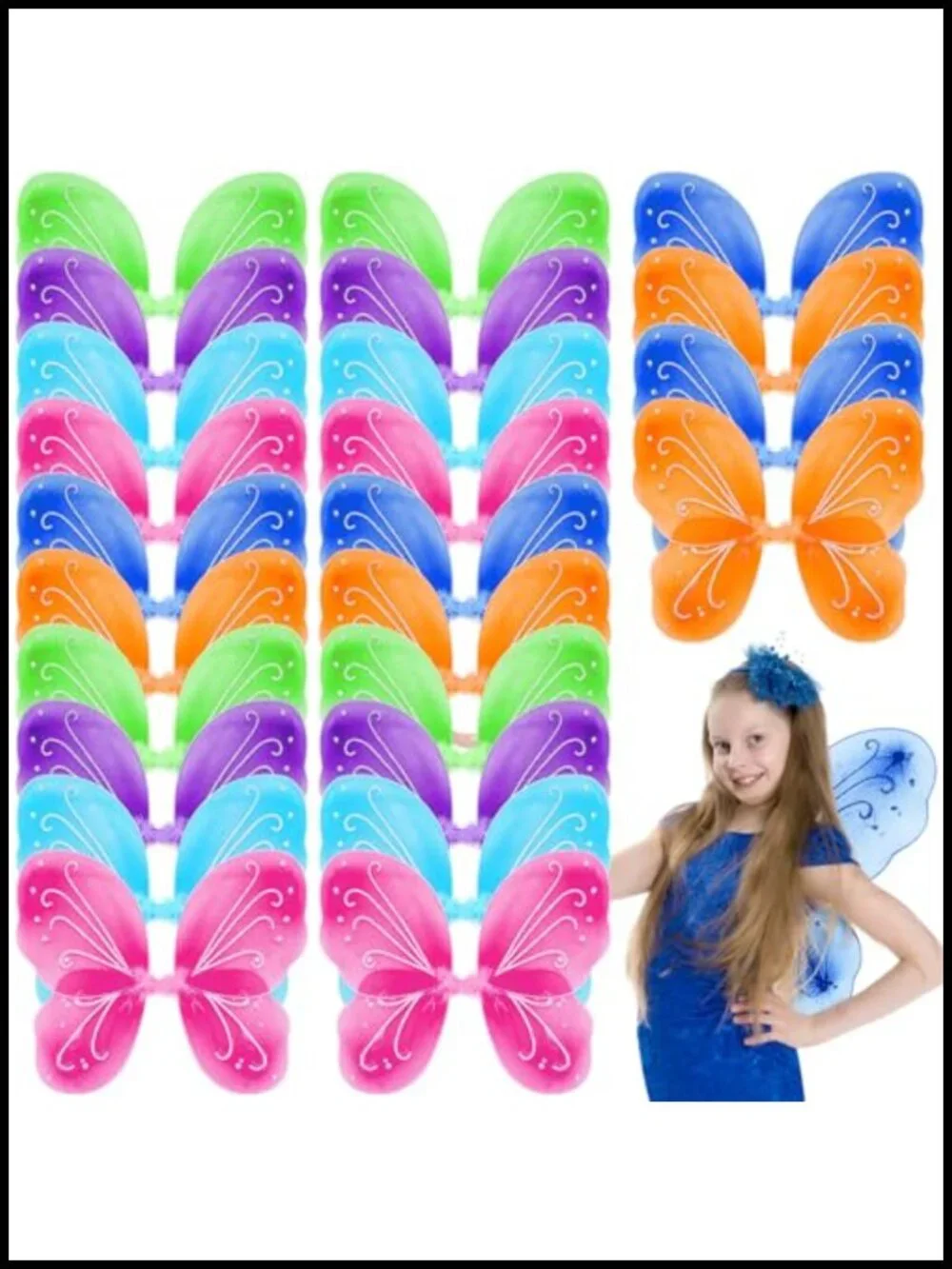 24 Pcs Fairy Wings Butterfly Wings Bulk Princess Costume Dress Up for Kids Girls